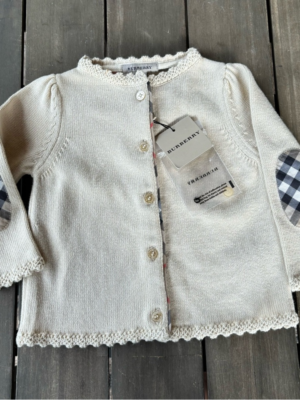 NWT Girls Burberry cardigan knit sweater size 9 months